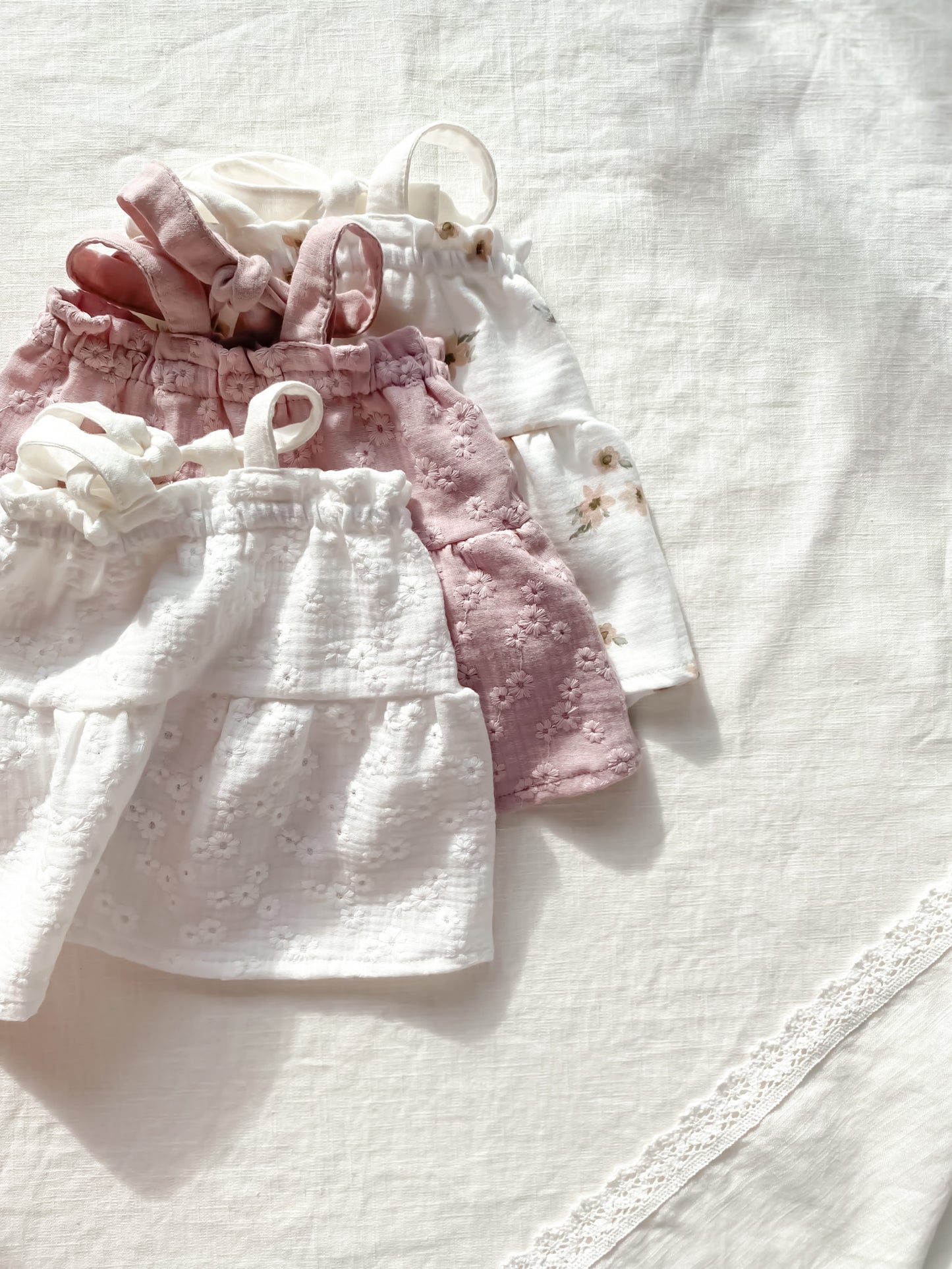 Baby dress / embroidered muslin - blush