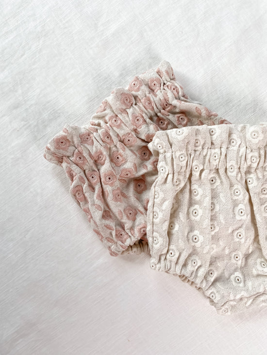 Bloomers / embroidered floral linen - blush