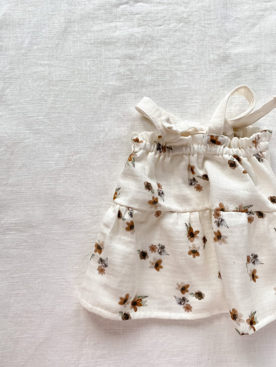 Baby dress / floral muslin - cream