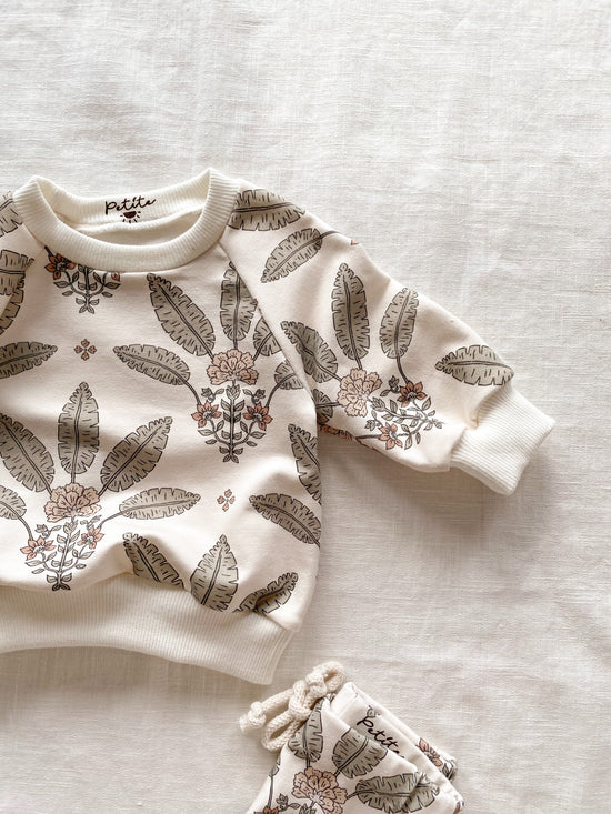 Baby cotton sweatshirt / girly palms