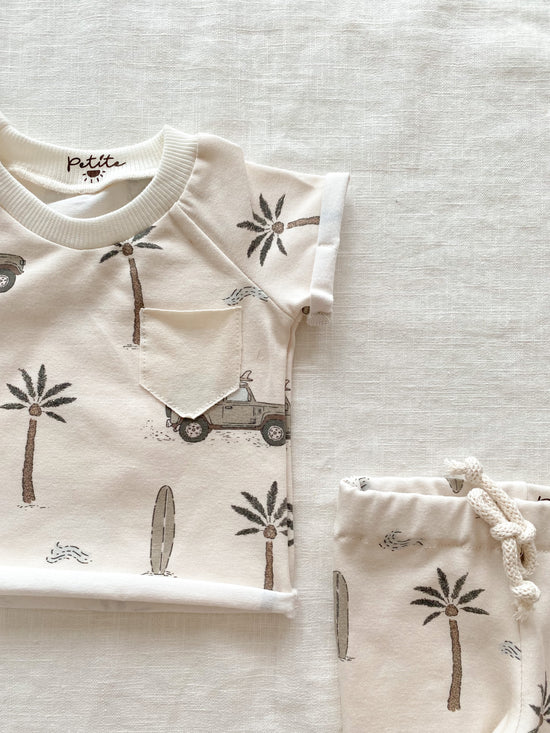 Baby jersey t-shirt / cars & palm trees