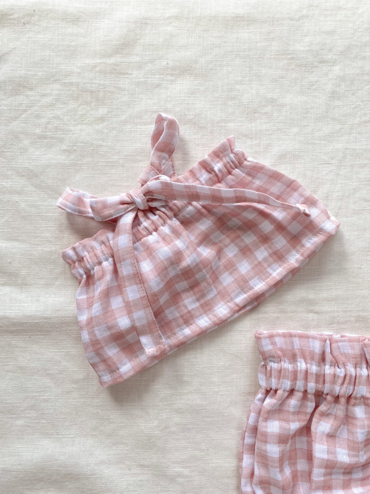Baby girl top / gingham - pink