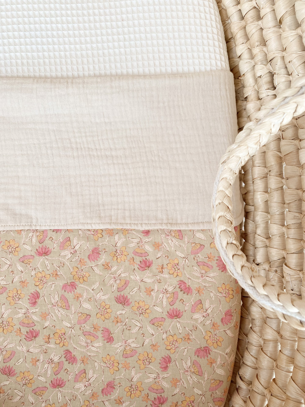 Muslin blanket / floral linen - pistachio