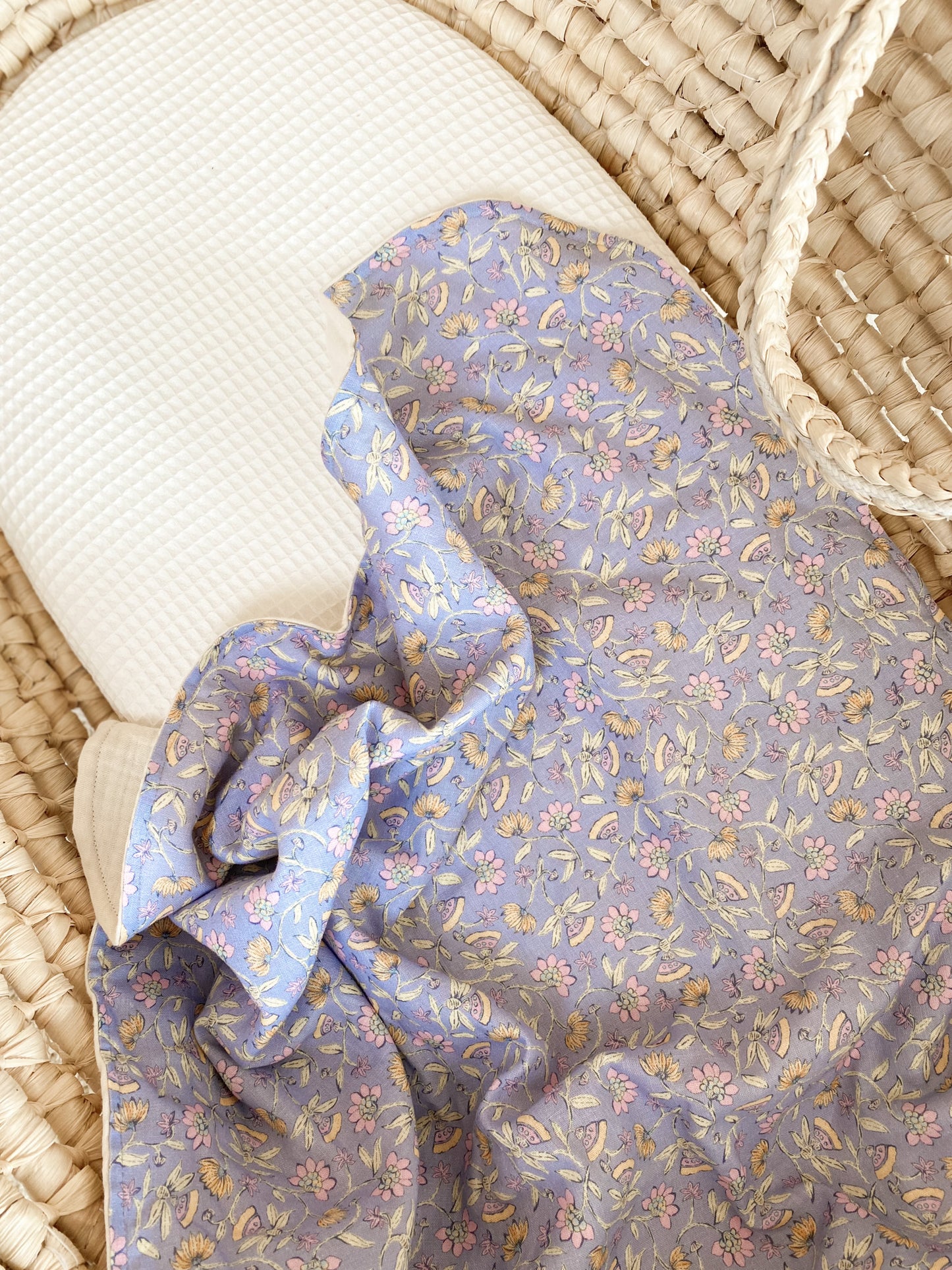 Muslin blanket / floral linen - blue
