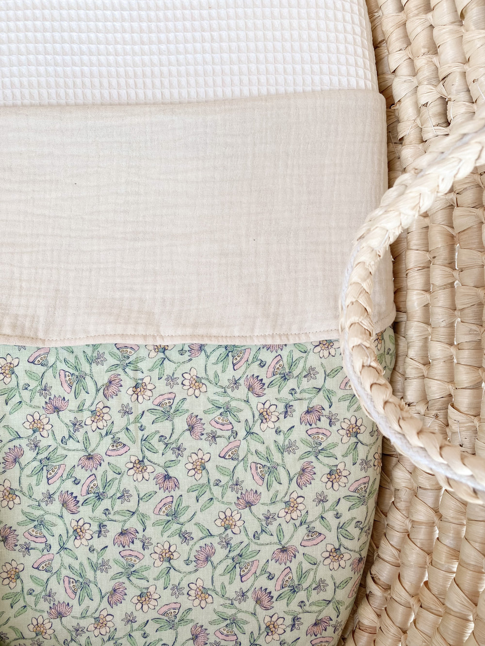 Muslin blanket / floral linen - mint