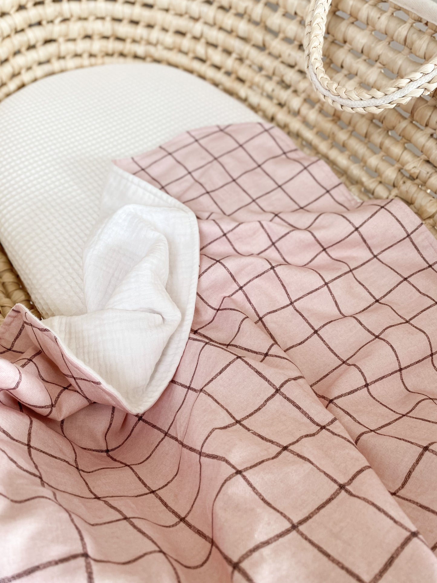 Muslin blanket / pastel plaid - blush