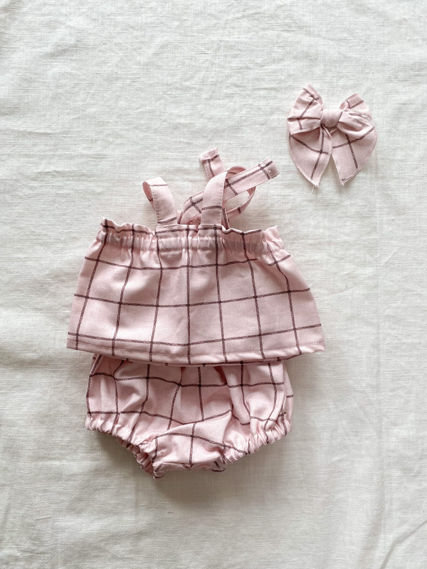 Baby girl top / pastel plaid - blush