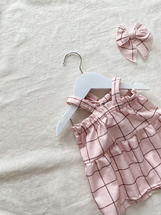 Baby cotton dress / pastel plaid - blush