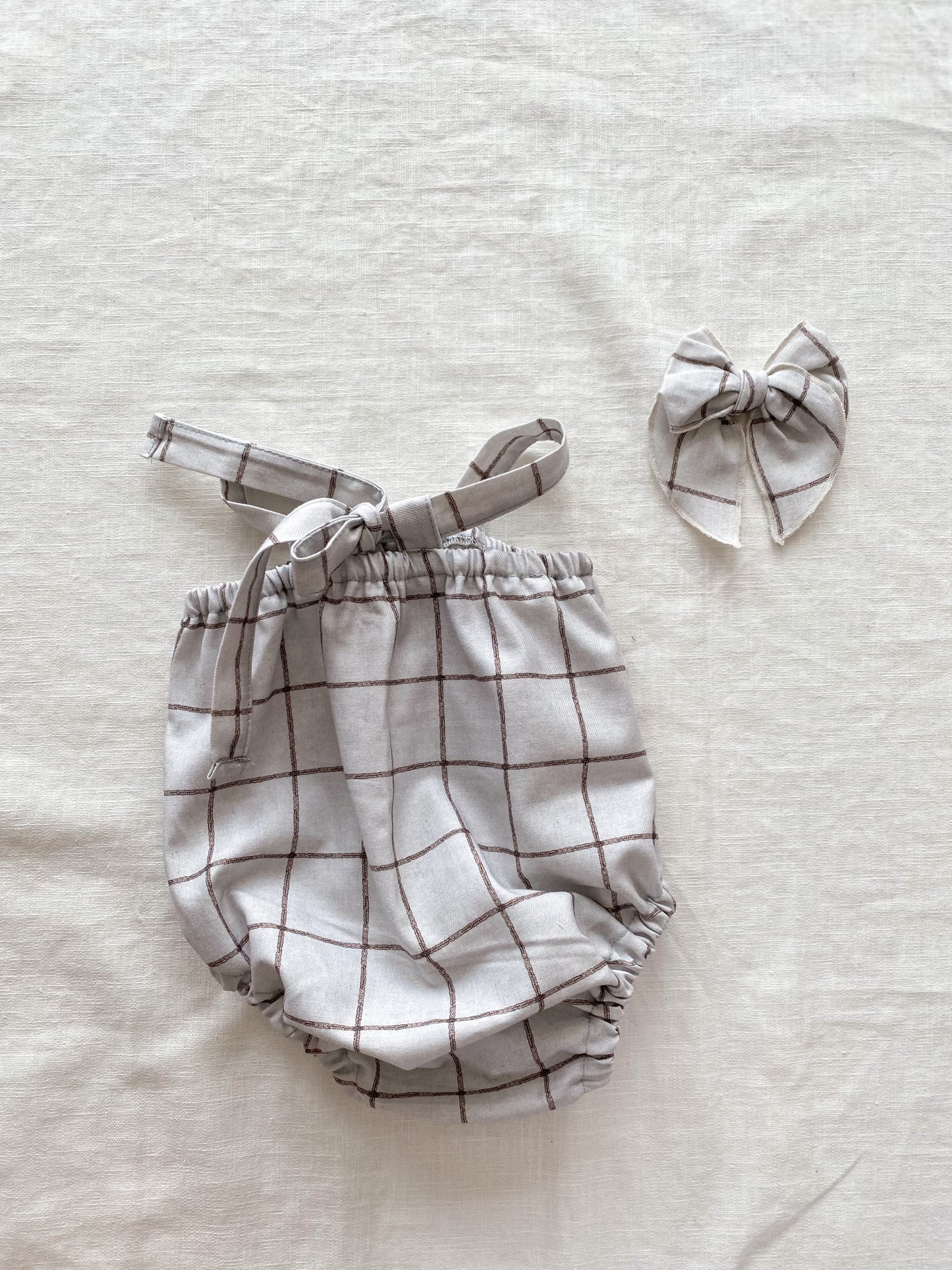 Cotton romper / pastel plaid - blue