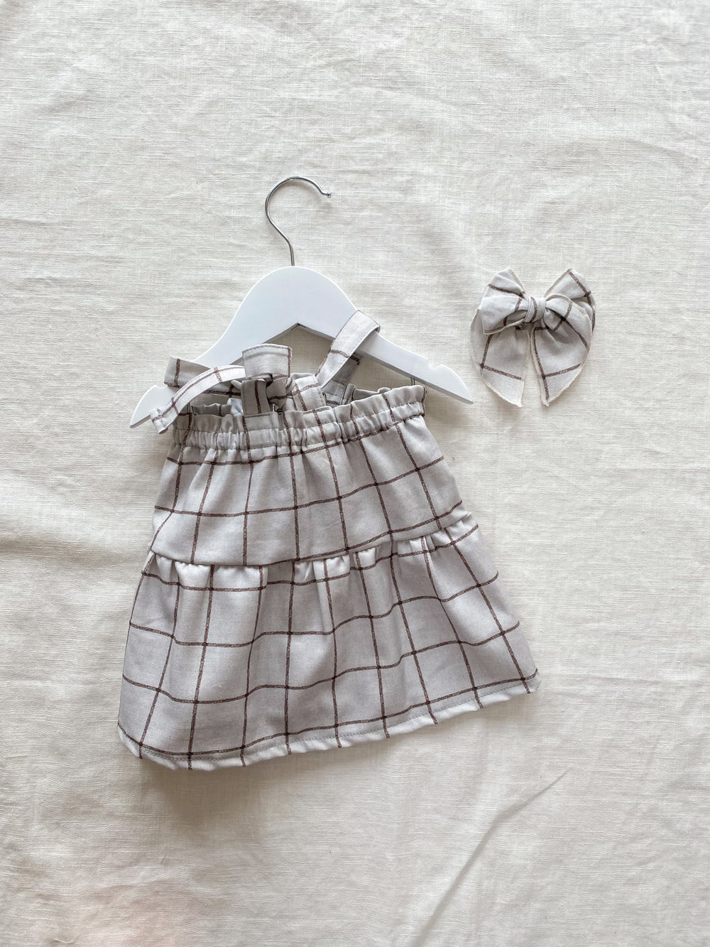 Baby cotton dress / pastel plaid - blue