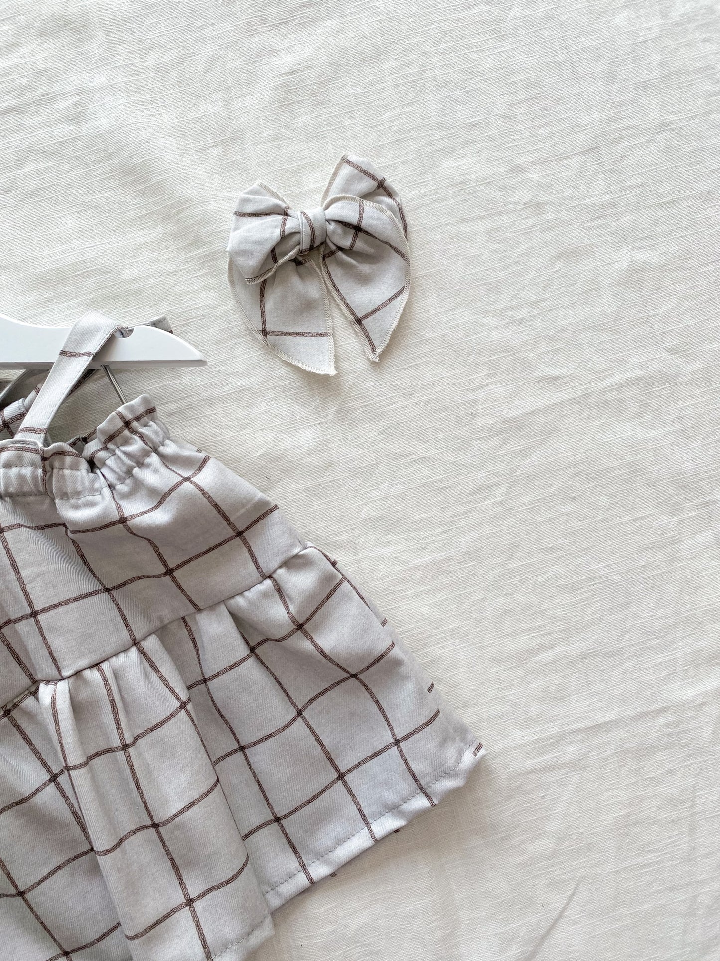 Baby cotton dress / pastel plaid - blue