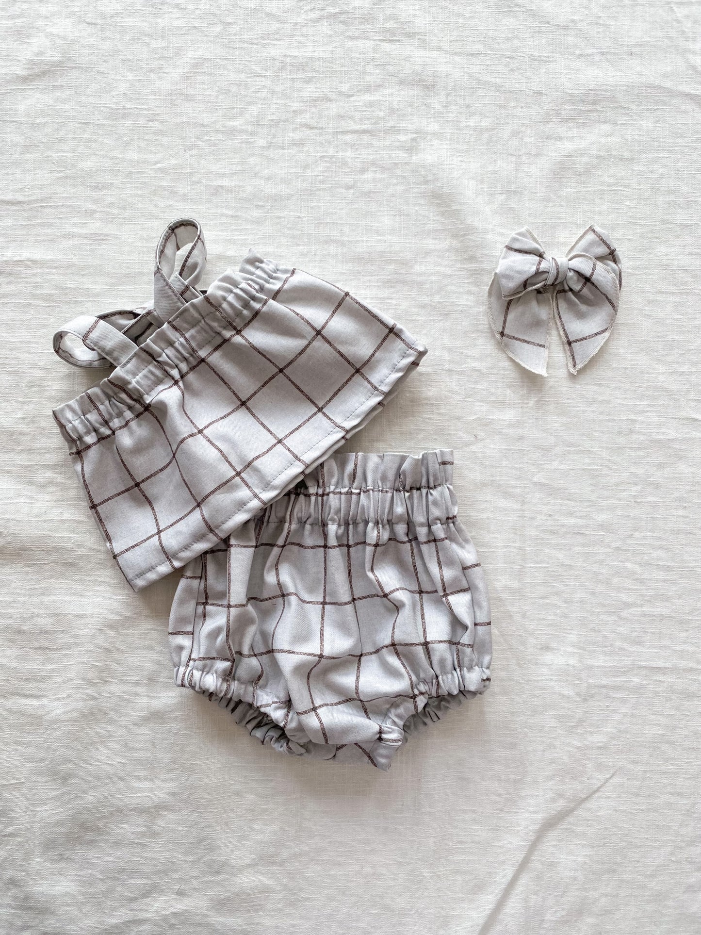 Baby girl top / pastel plaid - blue