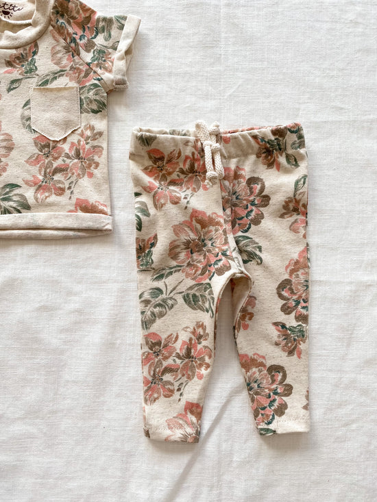 Baby leggings / linen floral